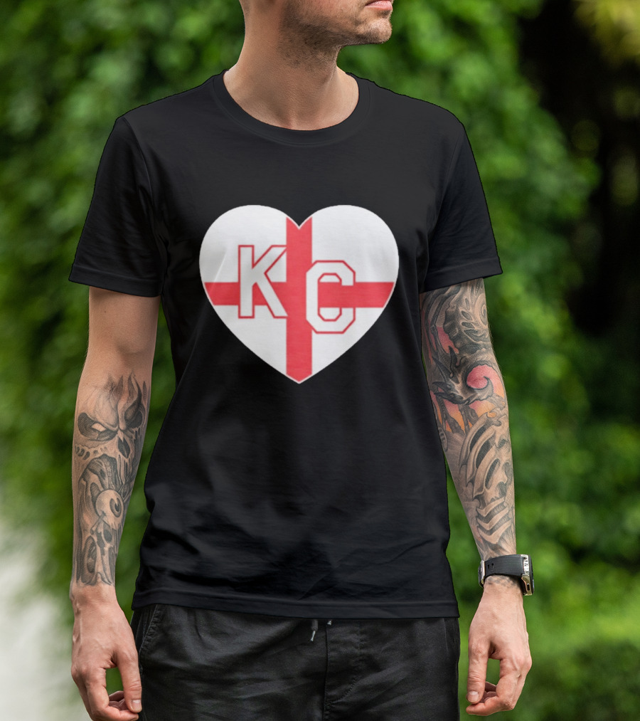 England Kansas City KC Heart Cross T-Shirt
