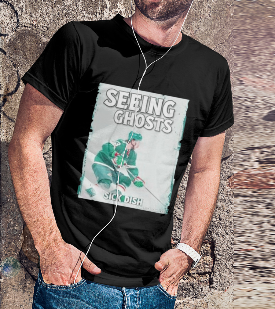 Seeing Ghosts Quinn Hughes Sick Dish Hockey T-Shirt