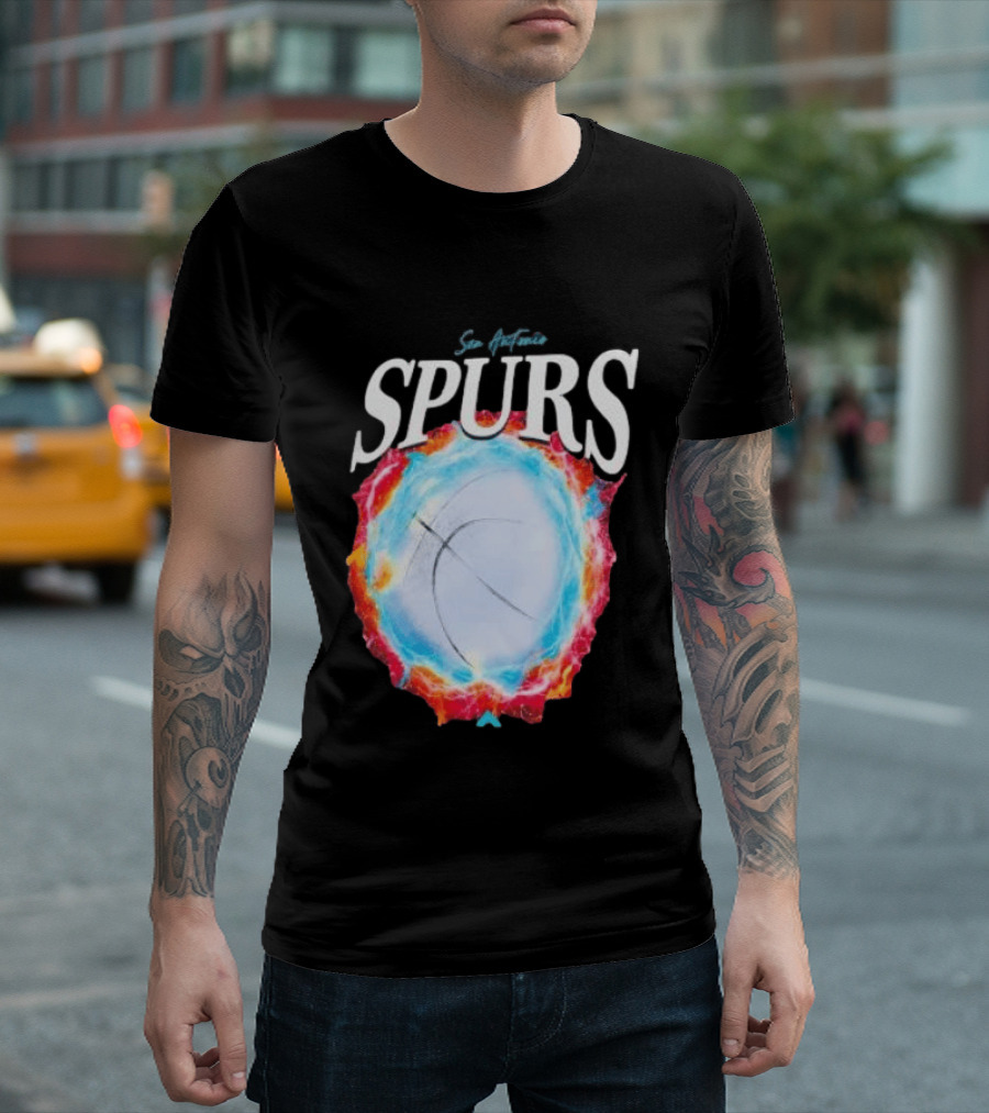 San Antonio Spurs Basketball Fire Ice Burst T-Shirt