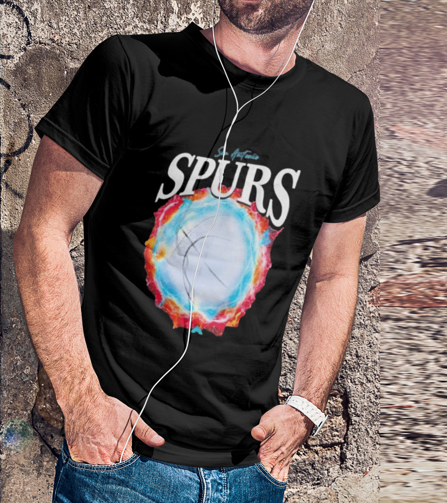 San Antonio Spurs Basketball Fire Ice Burst T-Shirt