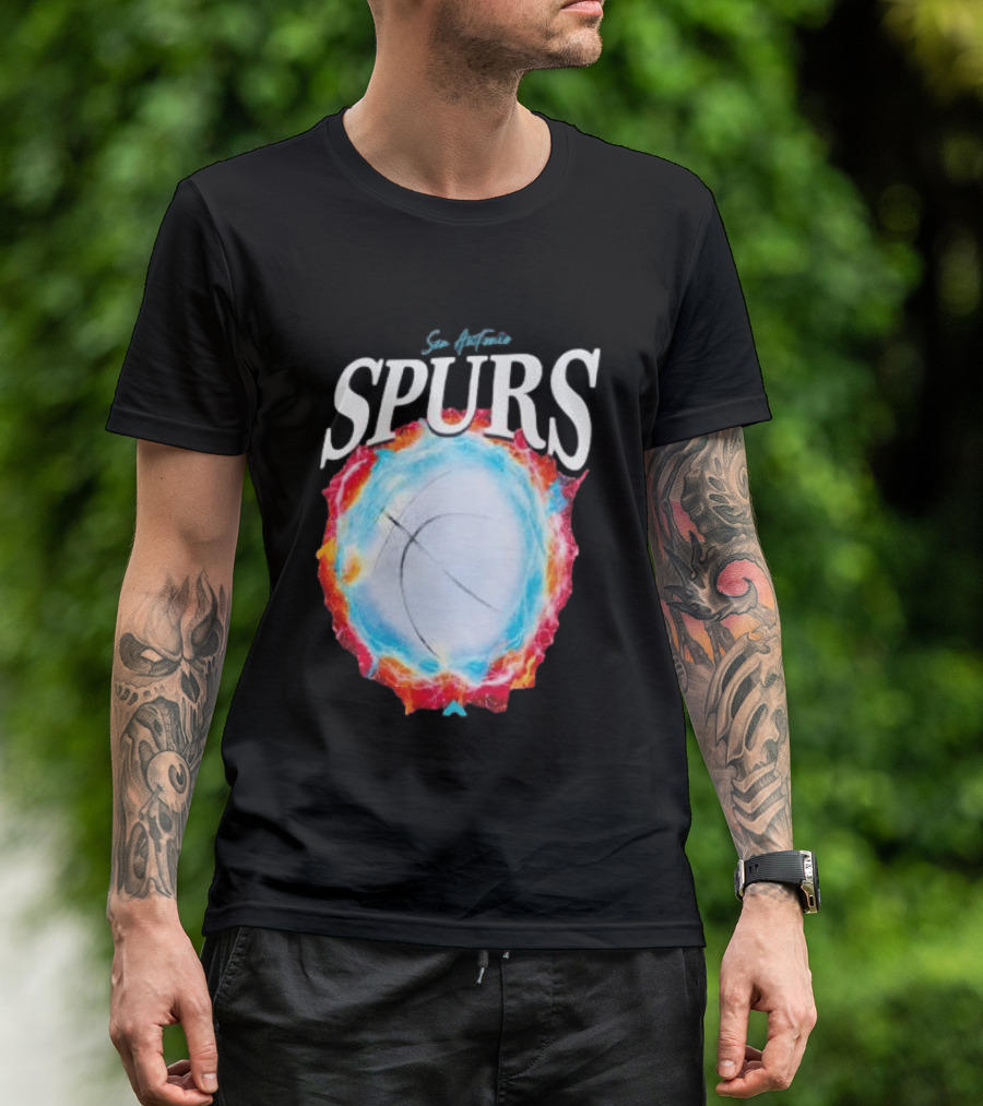 San Antonio Spurs Basketball Fire Ice Burst T-Shirt