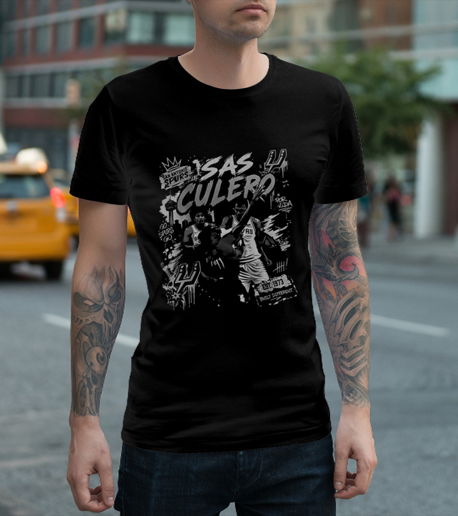 San Antonio Spurs Sas Culero Victor Wembanyama Elbowing Naz Reid Basketball Est 1973 T-Shirt