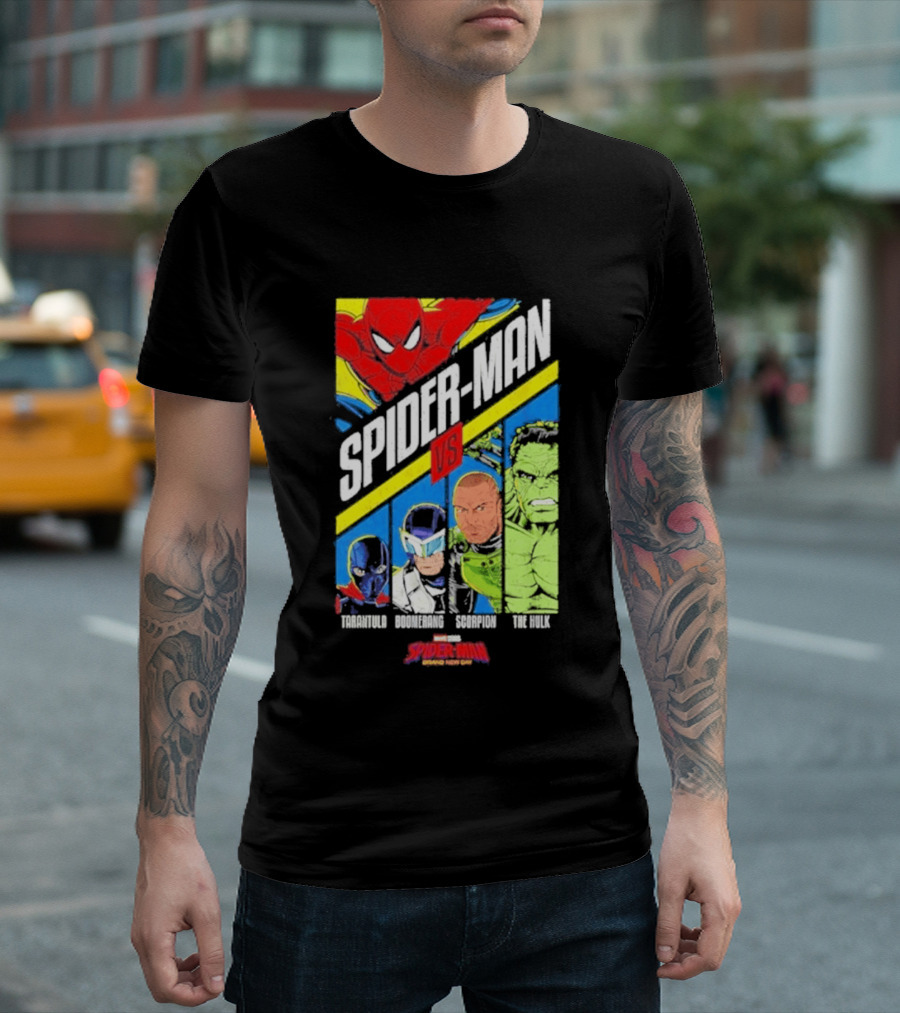 Spider Man VS Tarantula Boomerang Scorpion The Hulk Marvel Superheroes Showdown T-Shirt