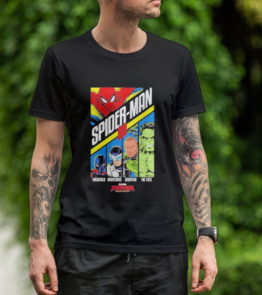 Spider Man VS Tarantula Boomerang Scorpion The Hulk Marvel Superheroes Showdown T-Shirt