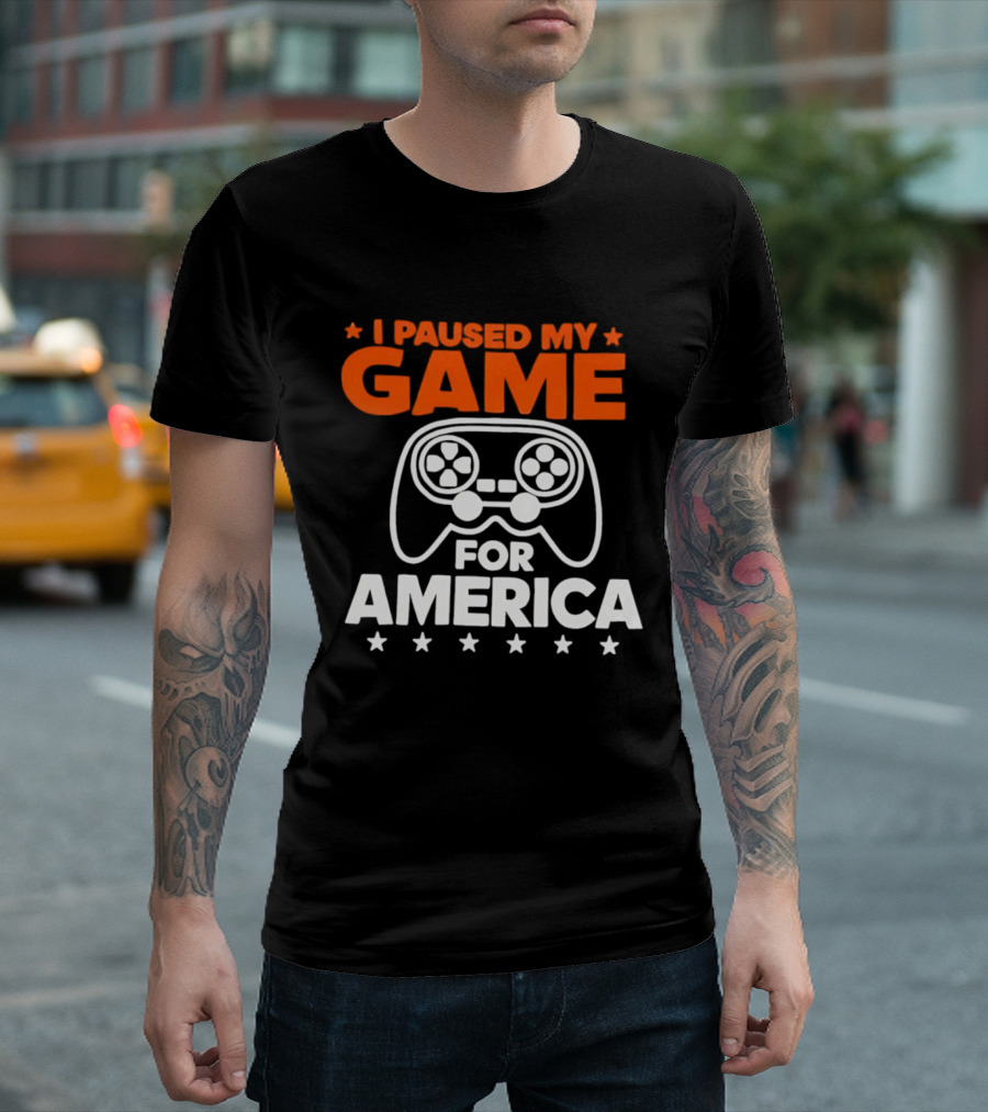 I Paused My Game For America Video Game Controller Stars T-Shirt