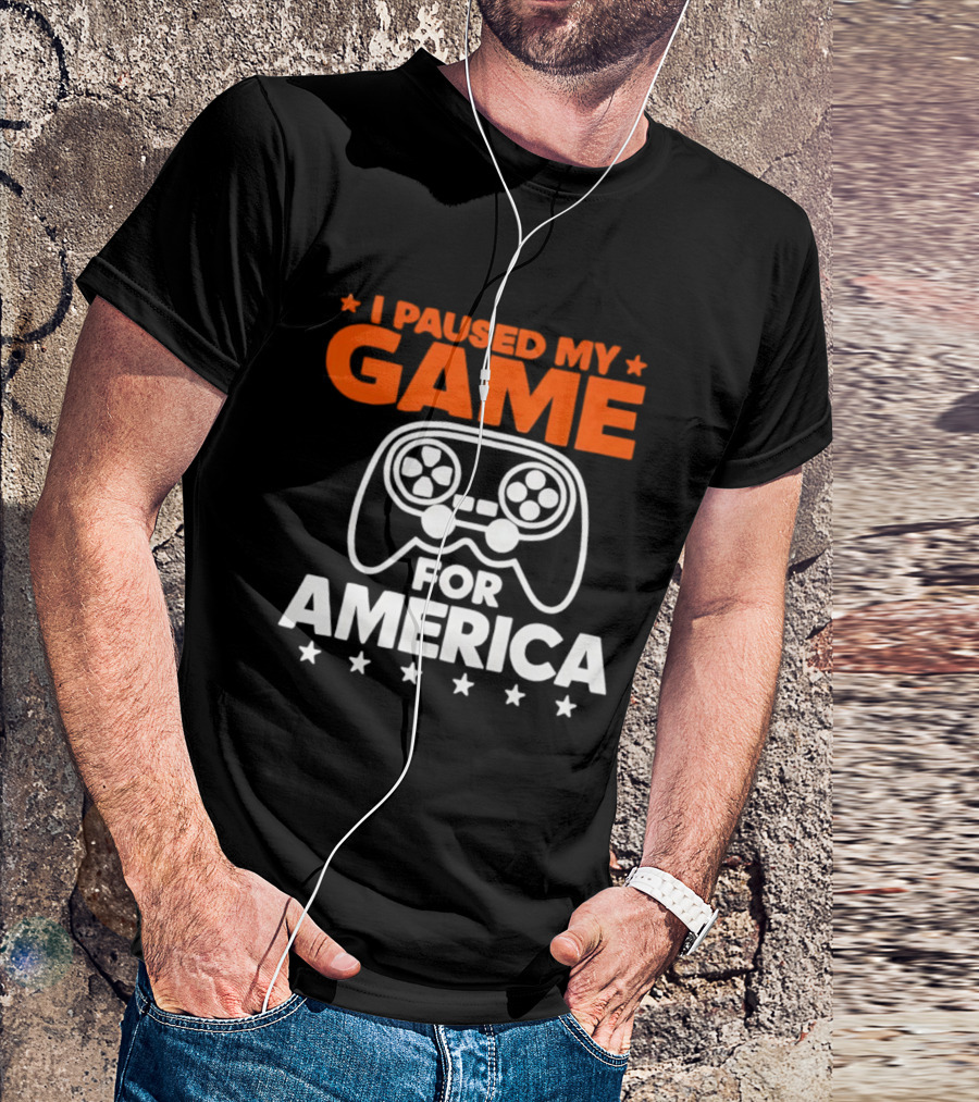 I Paused My Game For America Video Game Controller Stars T-Shirt