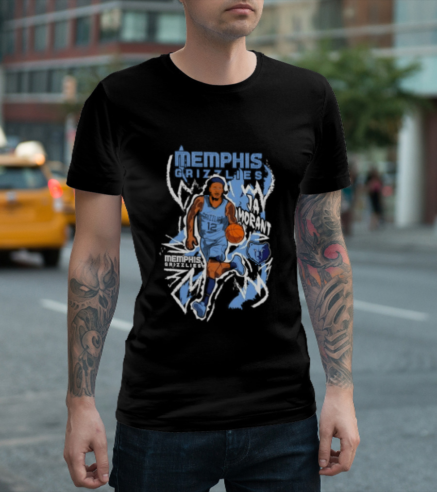 Ja Morant Memphis Grizzlies 12 NBA Chalked Up Dribble T-Shirt