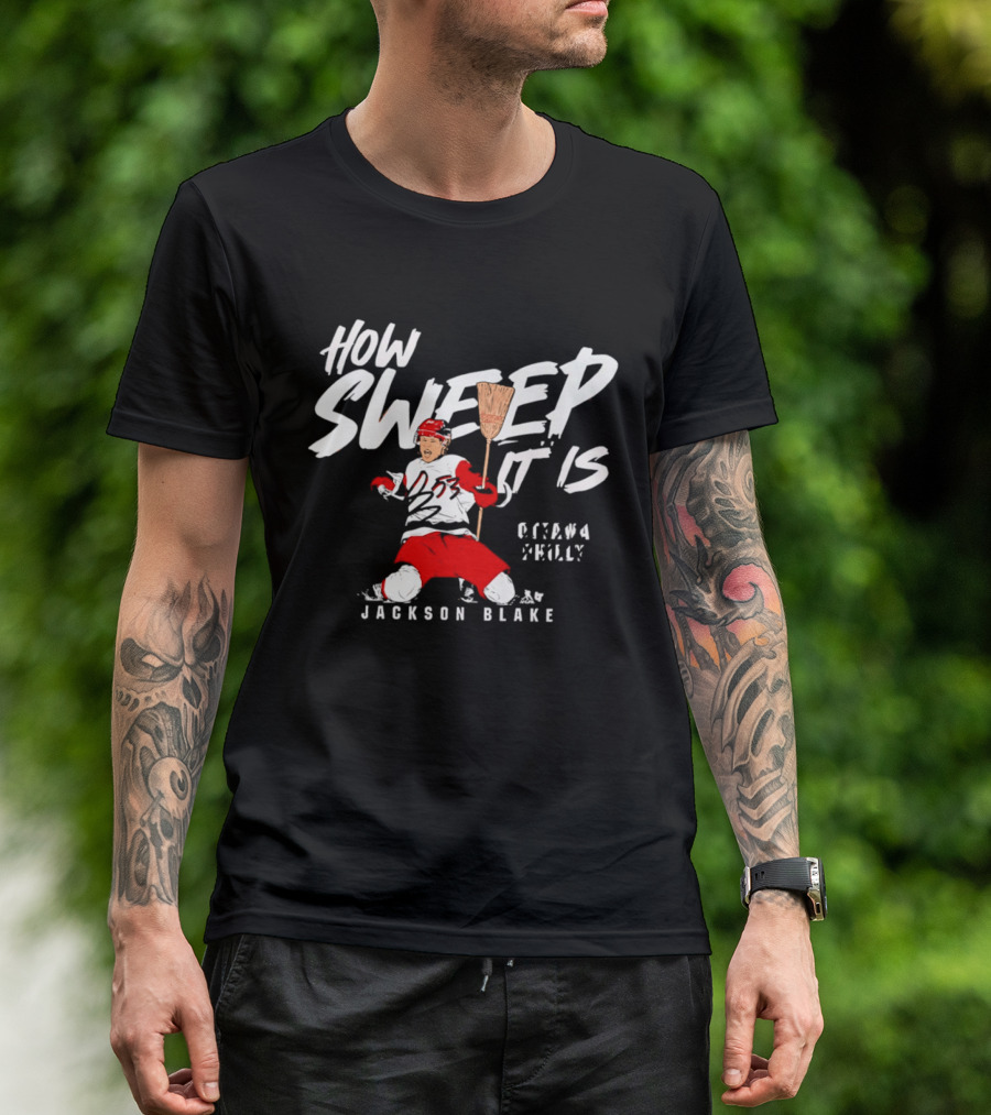 Jackson Blake How Sweep It Is Hockey Ottawa Philly Broom T-Shirt