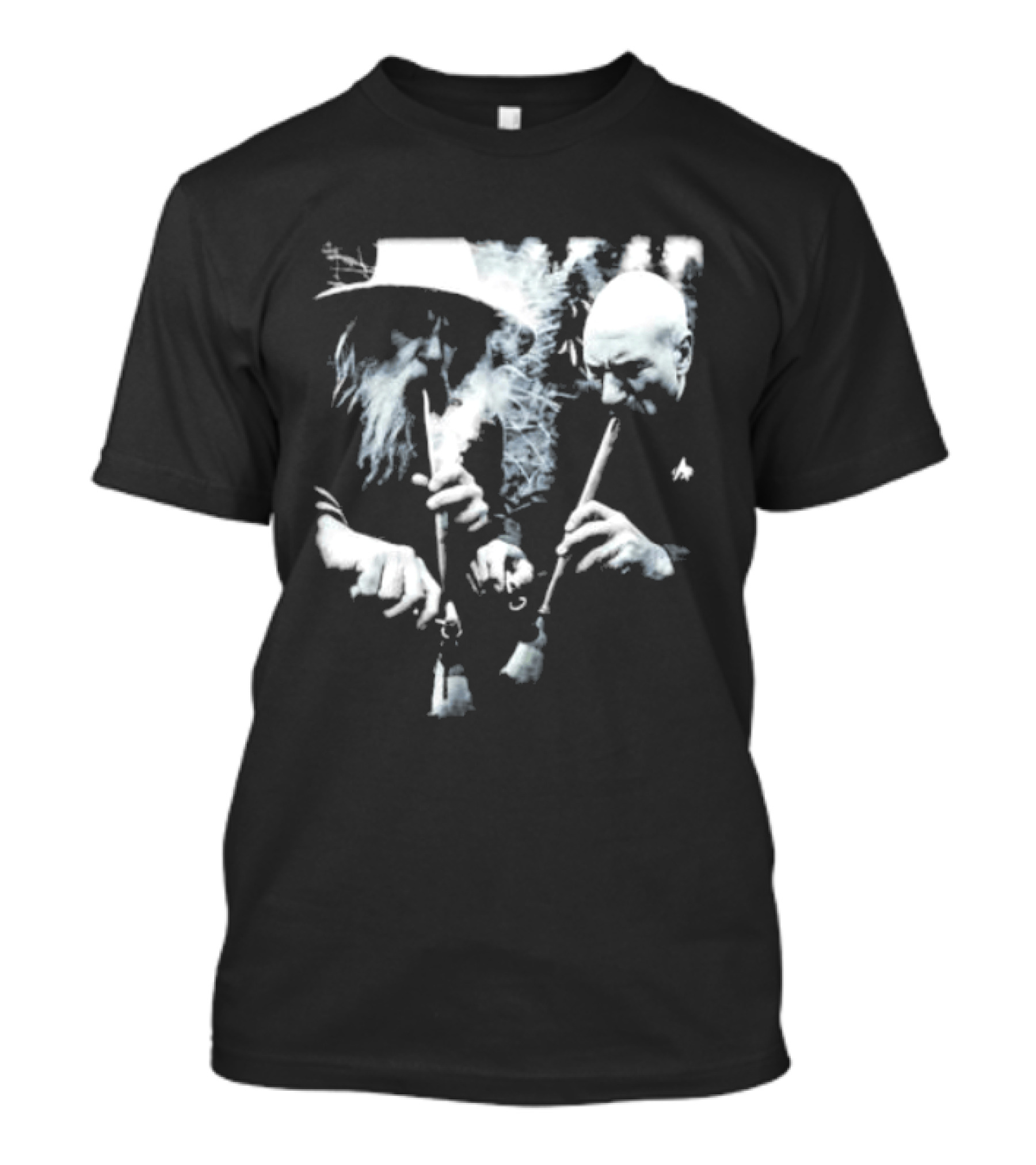 Wizard And Space Captain Smoking Cosmic Meme Scene T-Shirt