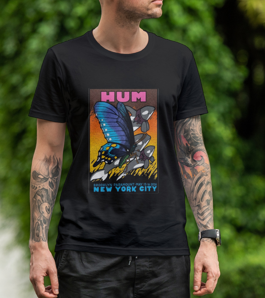 HUM Brooklyn Paramount May 15 16 2026 New York City Butterfly And Spaceships T-Shirt