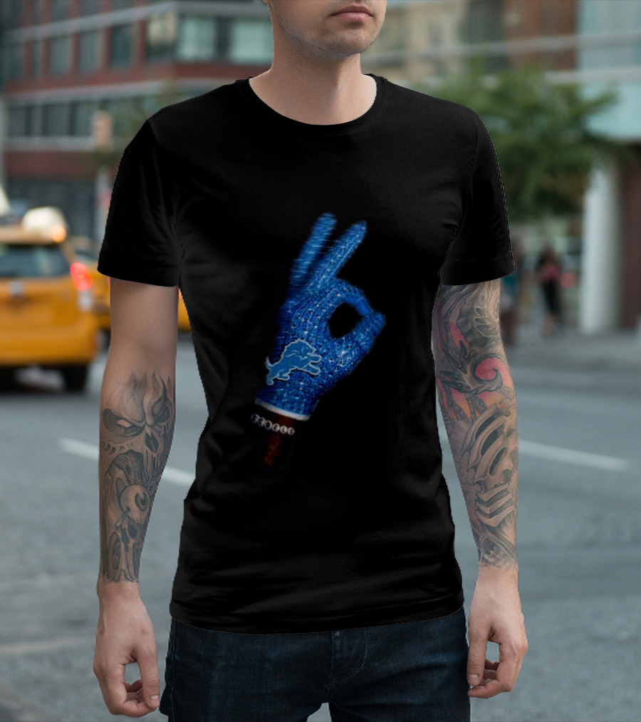 Drake Iceman Detroit Lions Glove Gesture Iconic Team Glove With Beaded Wristband T-Shirt