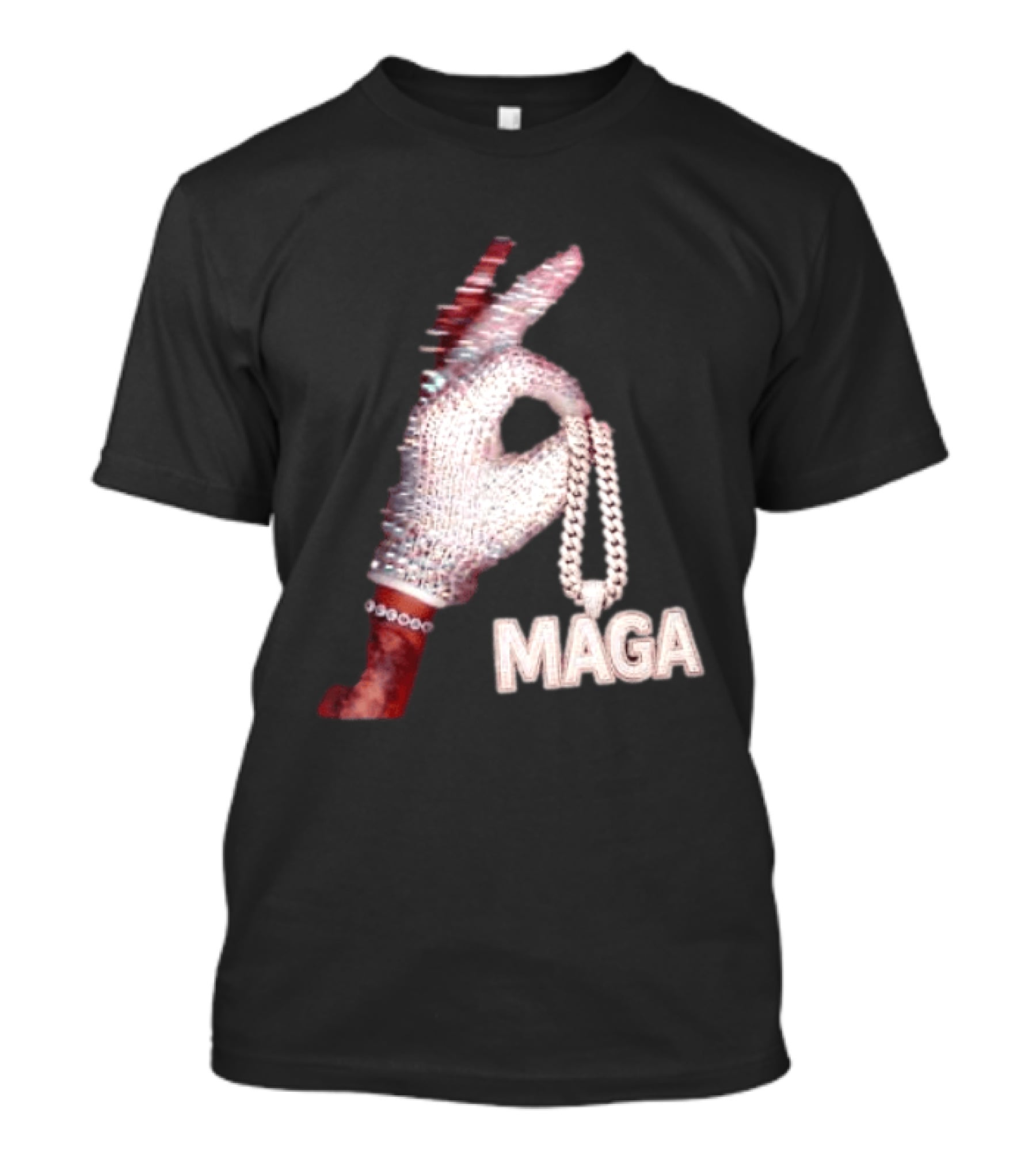 MAGA Iceman Hand Gesture With Diamond Encrusted Jewelry T-Shirt