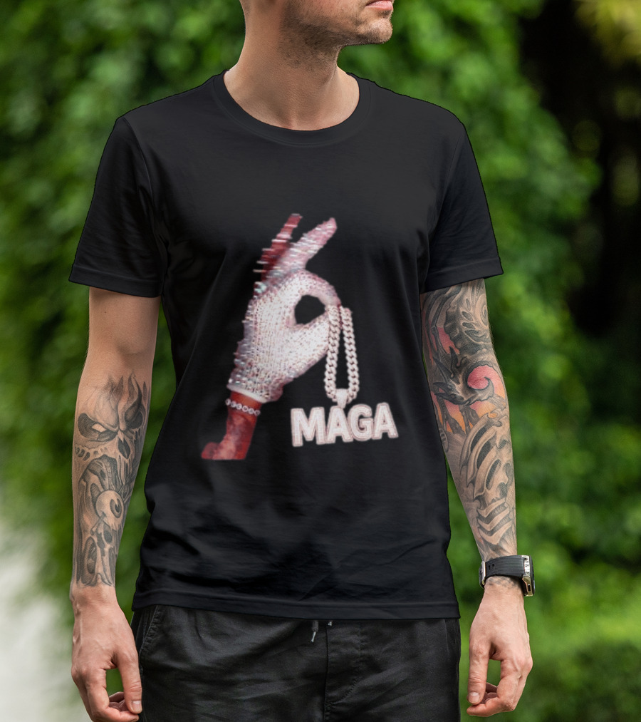 MAGA Iceman Hand Gesture With Diamond Encrusted Jewelry T-Shirt