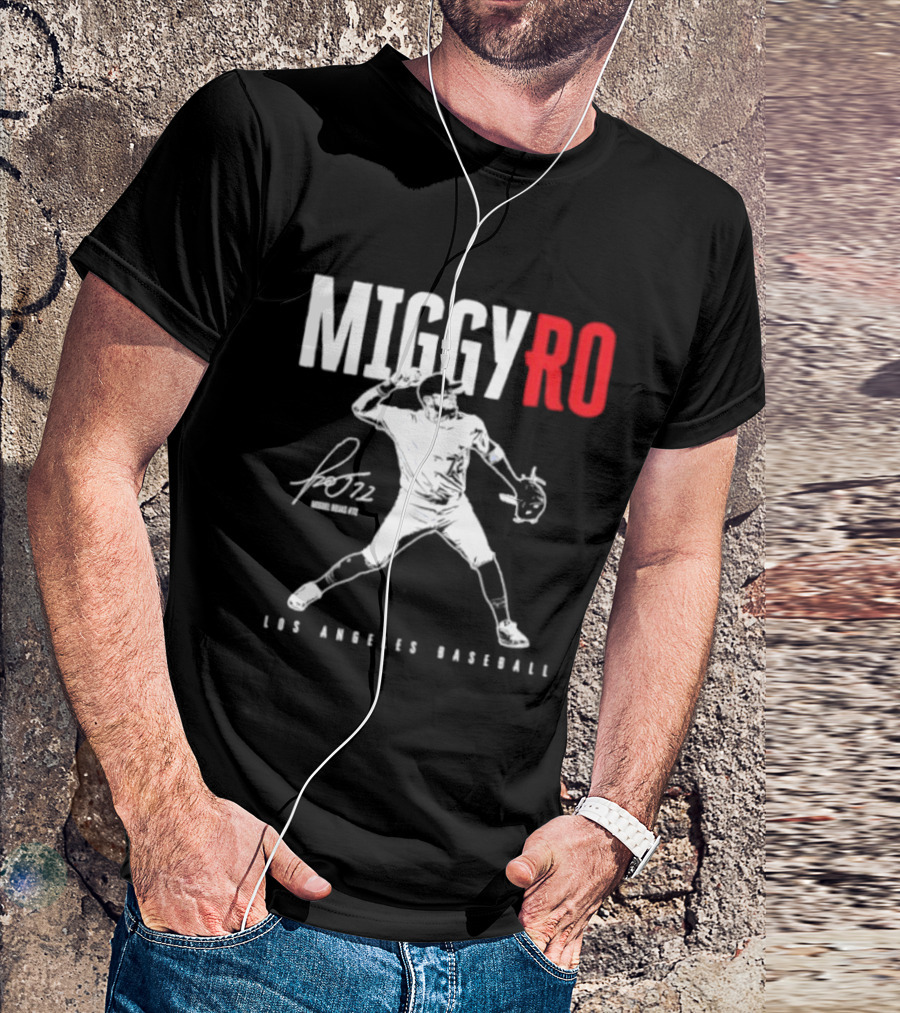 Miguel Rojas 72 Los Angeles Baseball MiggyRo Player Signature T-Shirt