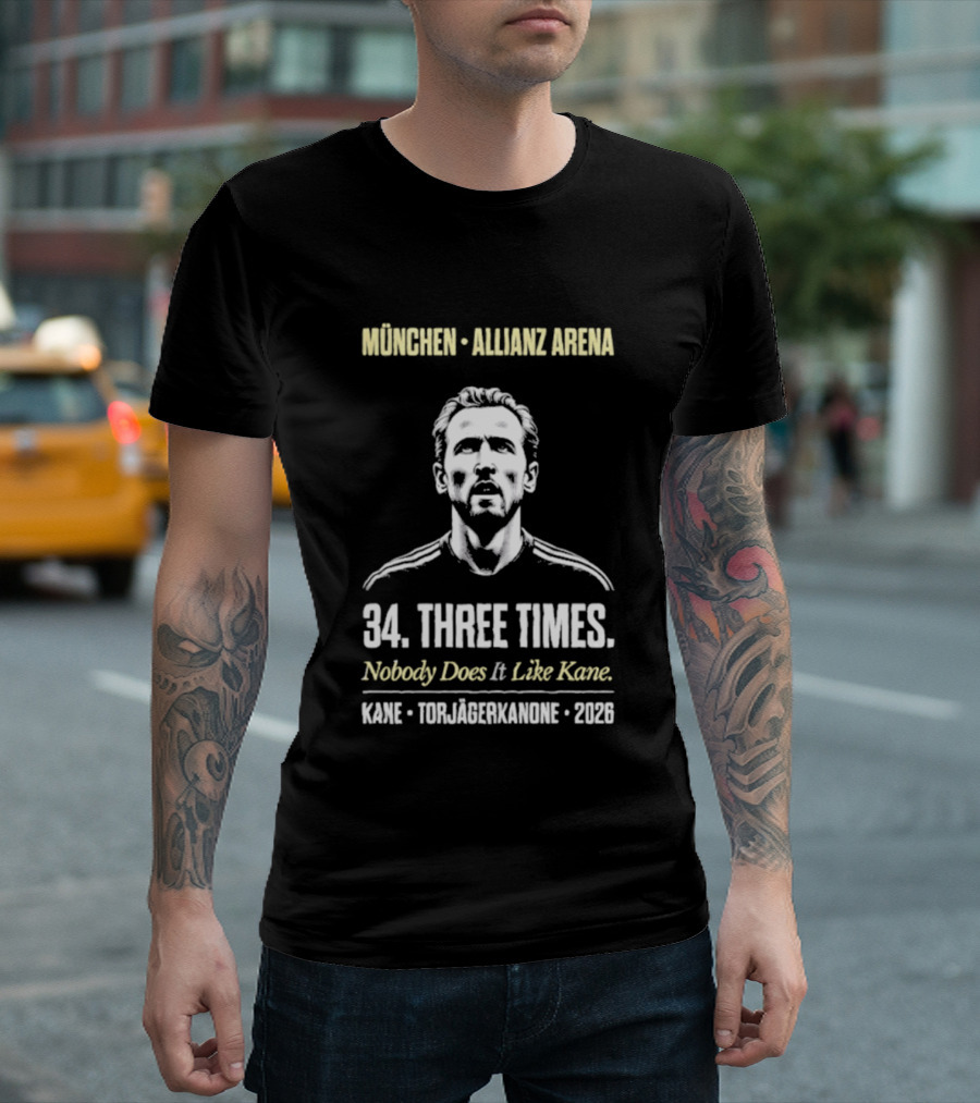 München Allianz Arena Harry Kane Torjägerkanone 34 Three Times 2026 T-Shirt