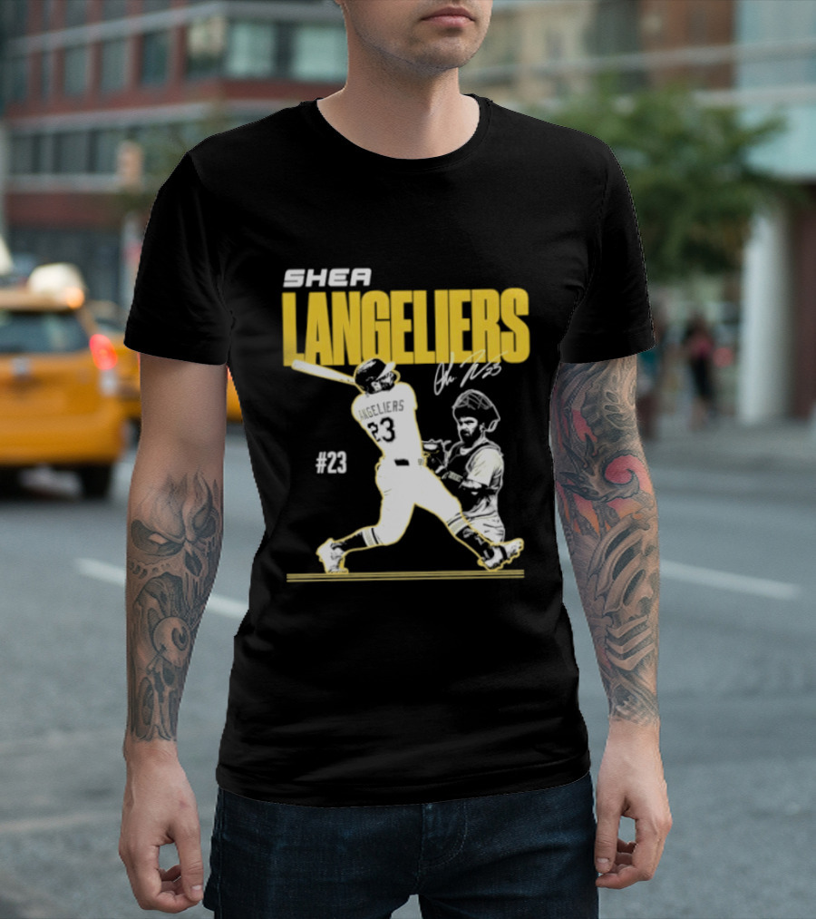 Shea Langeliers 23 Athletics Baseball Slugger Swing Signature T-Shirt