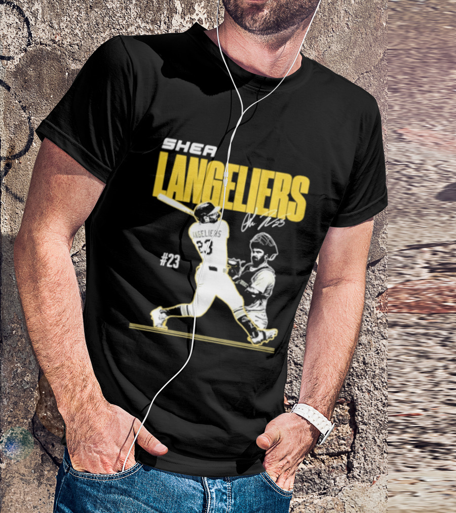 Shea Langeliers 23 Athletics Baseball Slugger Swing Signature T-Shirt