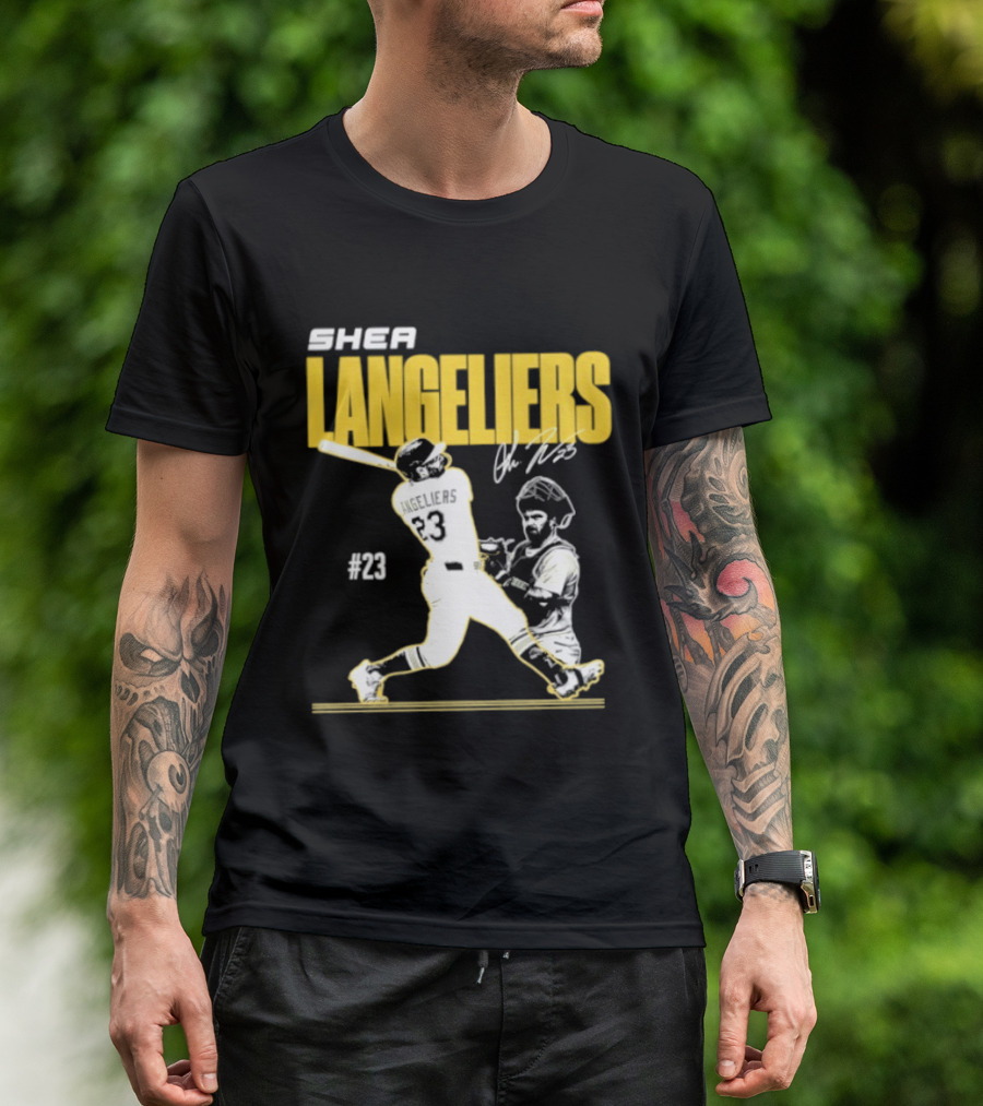 Shea Langeliers 23 Athletics Baseball Slugger Swing Signature T-Shirt