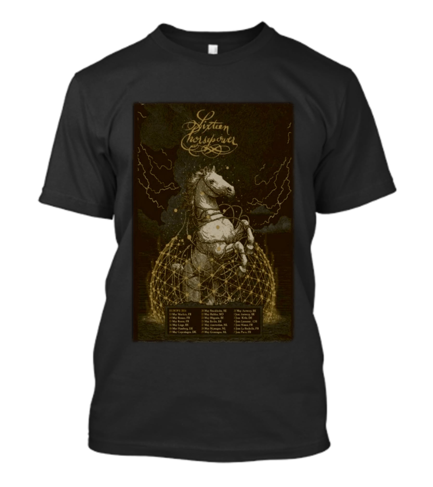 Sixteen Horsepower 2026 Europe Tour Dates With Intricate Horse T-Shirt