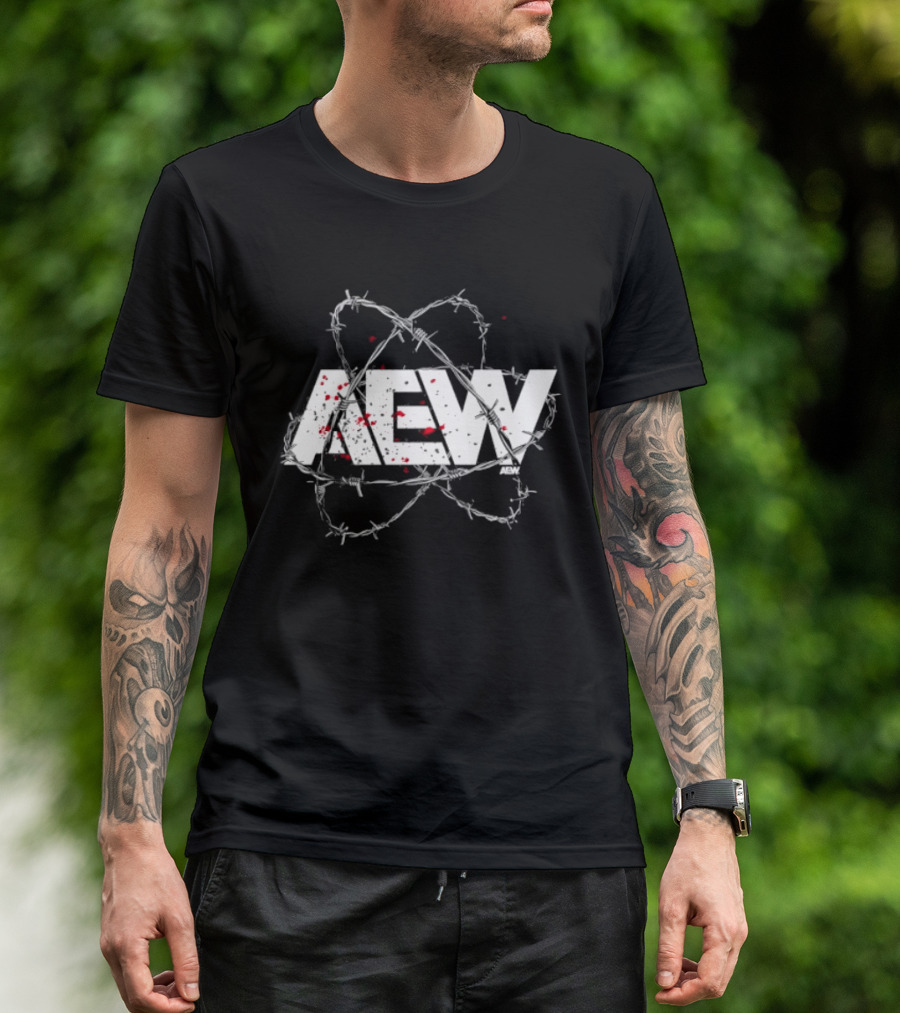 AEW Barbed Wire Blood Splatter T-Shirt