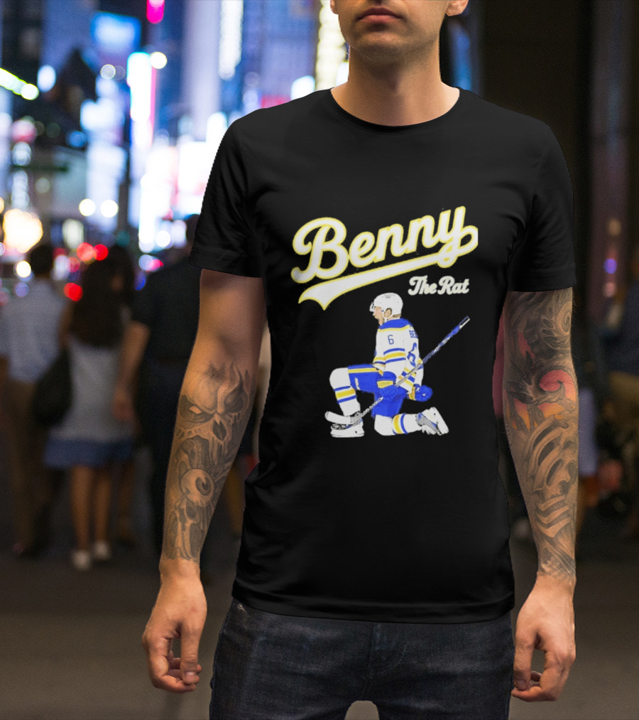 Benny The Rat Buffalo Sabres Number 6 Hockey Player Kneeling T-Shirt