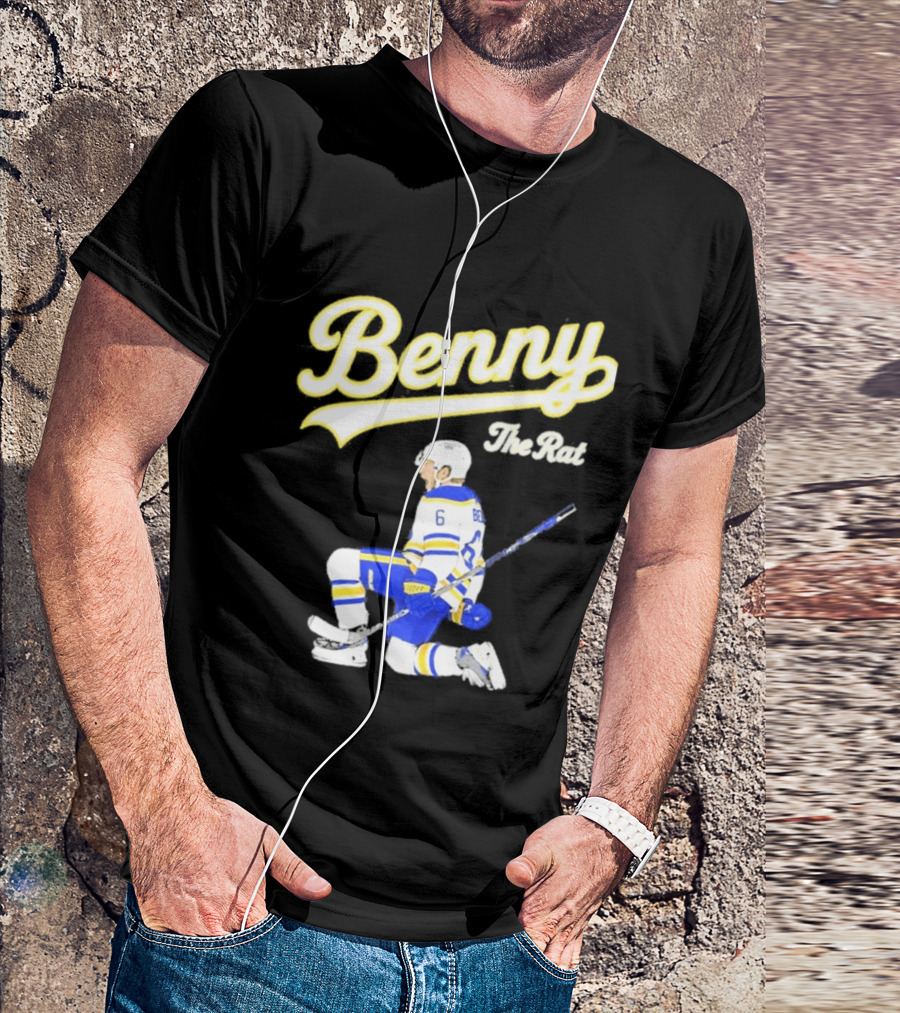 Benny The Rat Buffalo Sabres Number 6 Hockey Player Kneeling T-Shirt