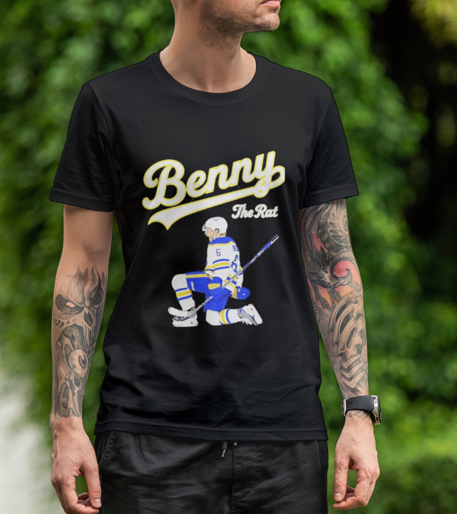 Benny The Rat Buffalo Sabres Number 6 Hockey Player Kneeling T-Shirt