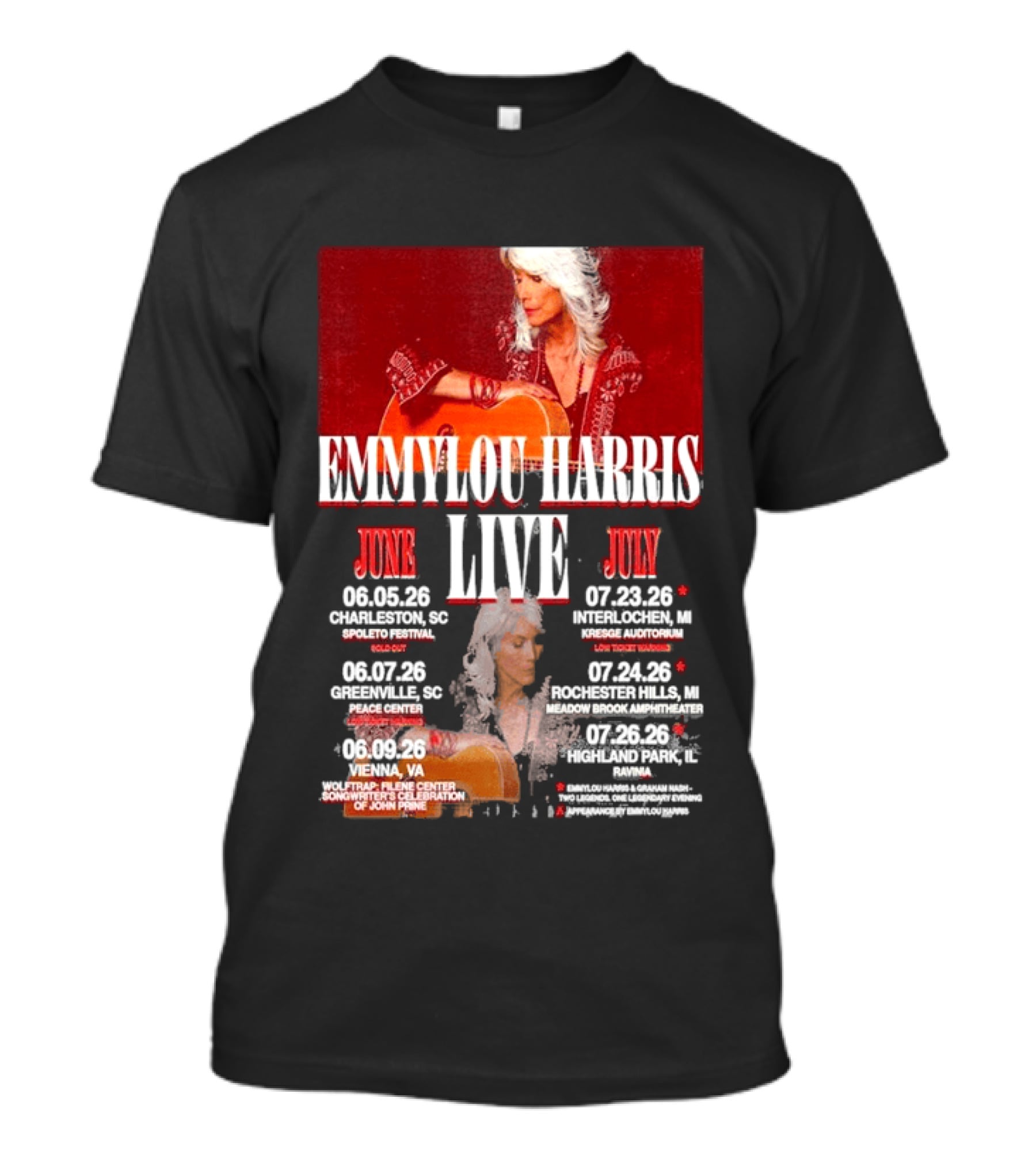 Emmylou Harris Live World Tour June July 2026 Dates And Locations T-Shirt