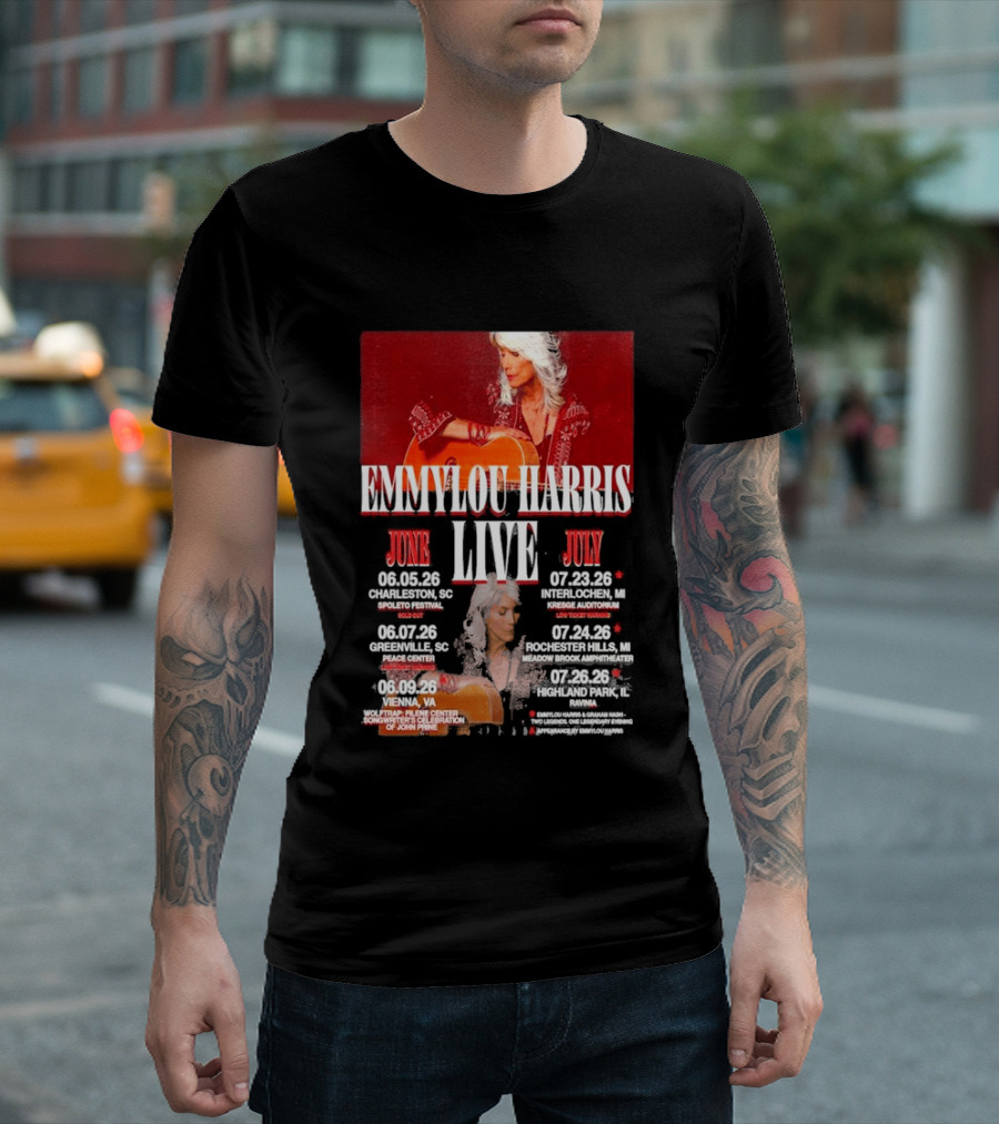 Emmylou Harris Live World Tour June July 2026 Dates And Locations T-Shirt
