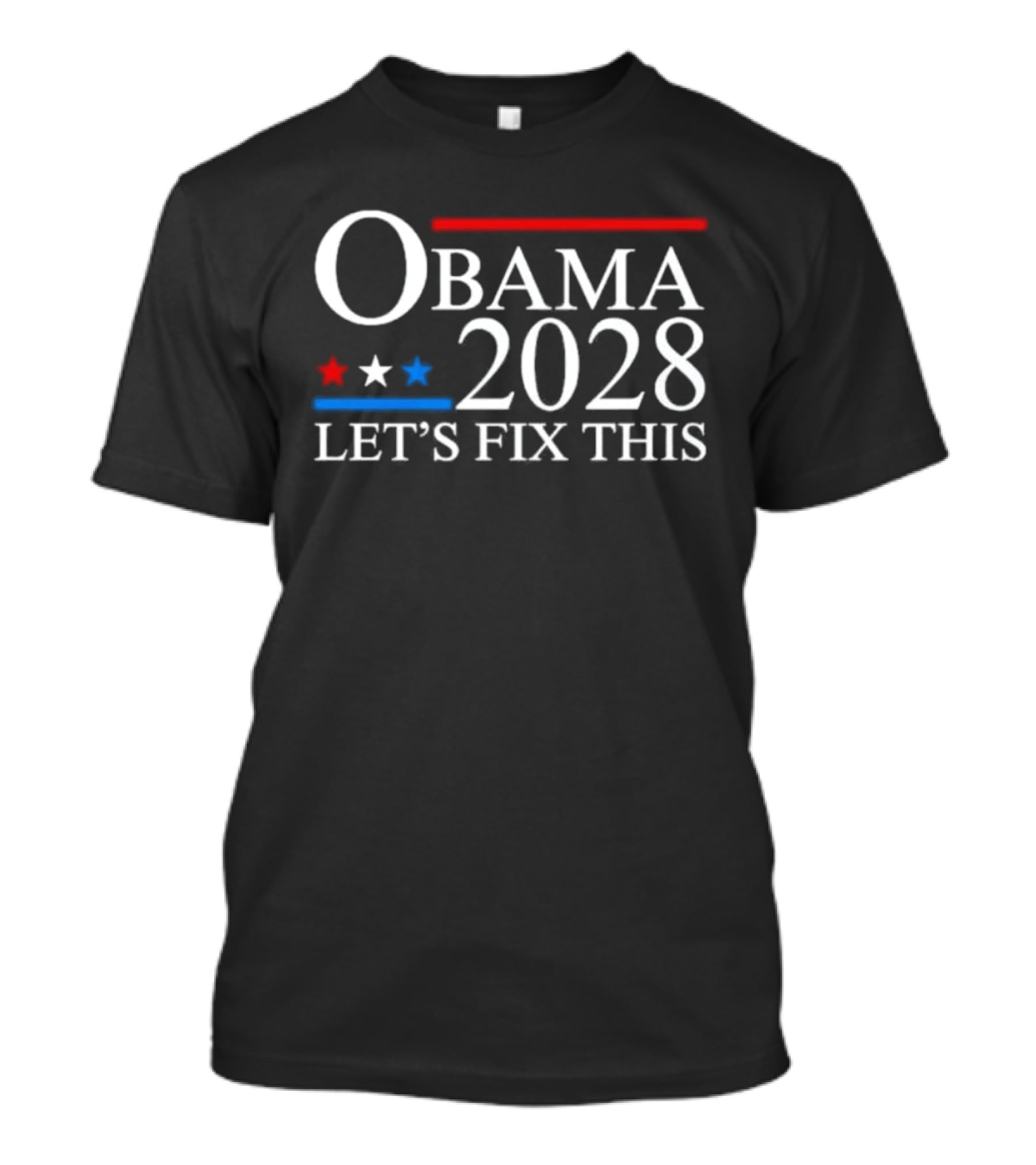 Obama 2028 Let's Fix This Red White Blue Stars T-Shirt