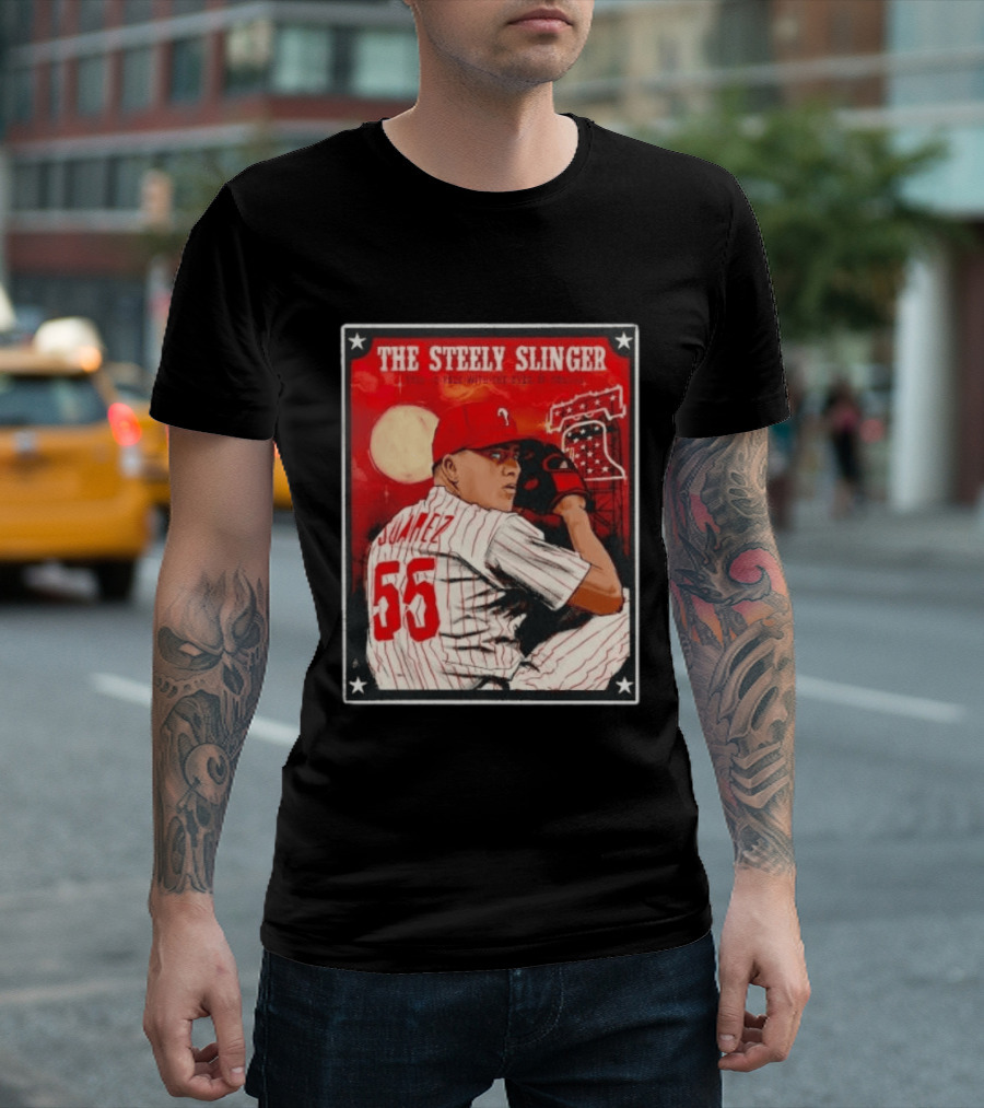Philadelphia Phillies Ranger Suarez Steely Slinger 55 Baseball T-Shirt