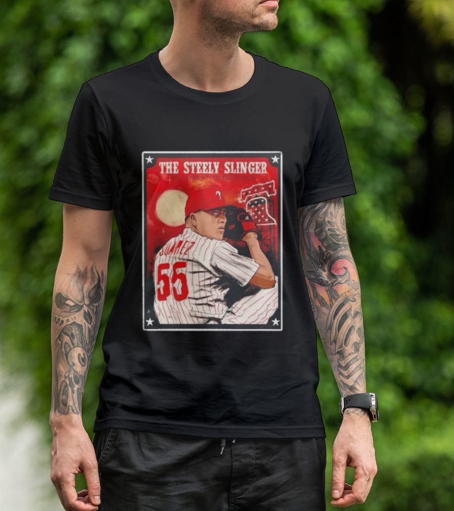 Philadelphia Phillies Ranger Suarez Steely Slinger 55 Baseball T-Shirt