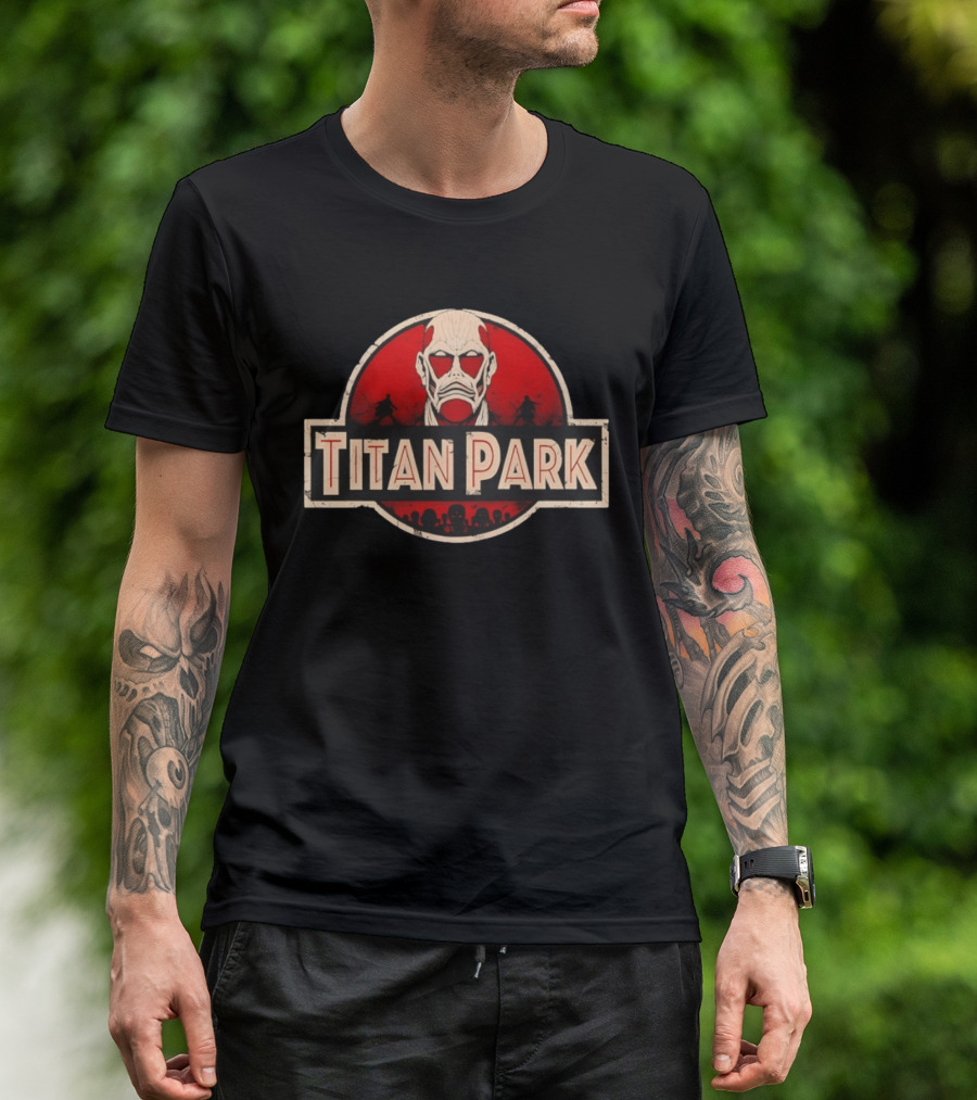 Titan Park Colossal Tribute Jurassic Park Attack On Titan Mashup T-Shirt