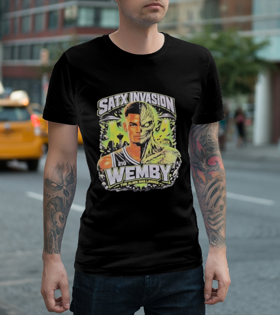 SATX Invasion Wemby The Alien Has Landed Victor Wembanyama 210 T-Shirt
