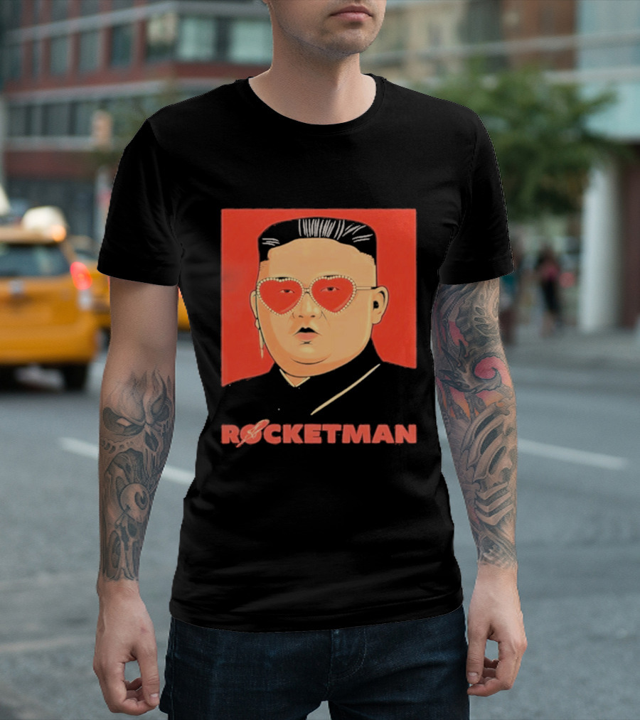 Kim Jong Un Heart Sunglasses Rocketman Meme T-Shirt