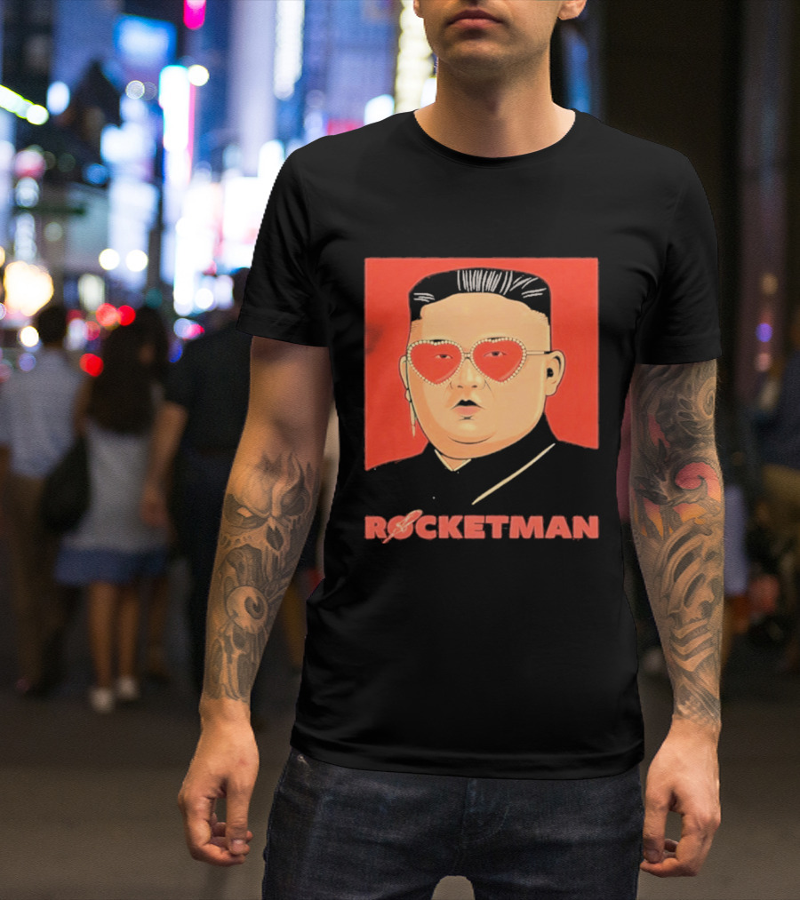 Kim Jong Un Heart Sunglasses Rocketman Meme T-Shirt