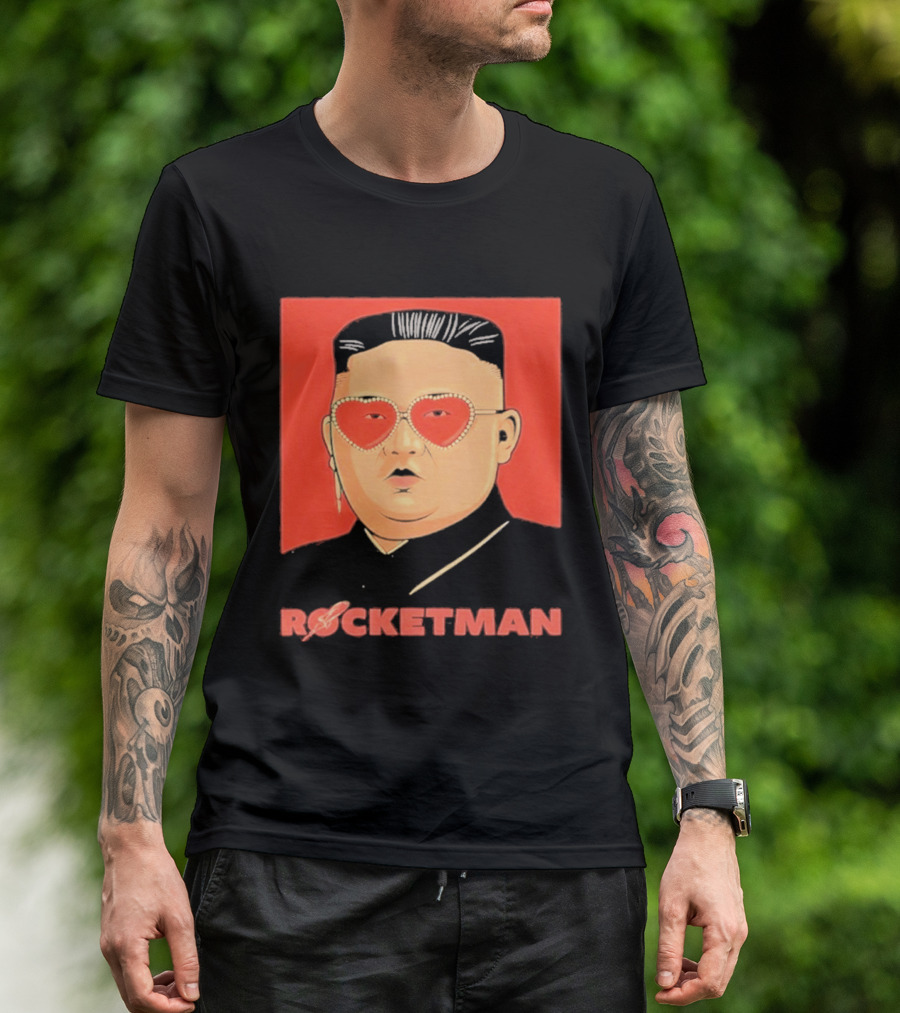 Kim Jong Un Heart Sunglasses Rocketman Meme T-Shirt