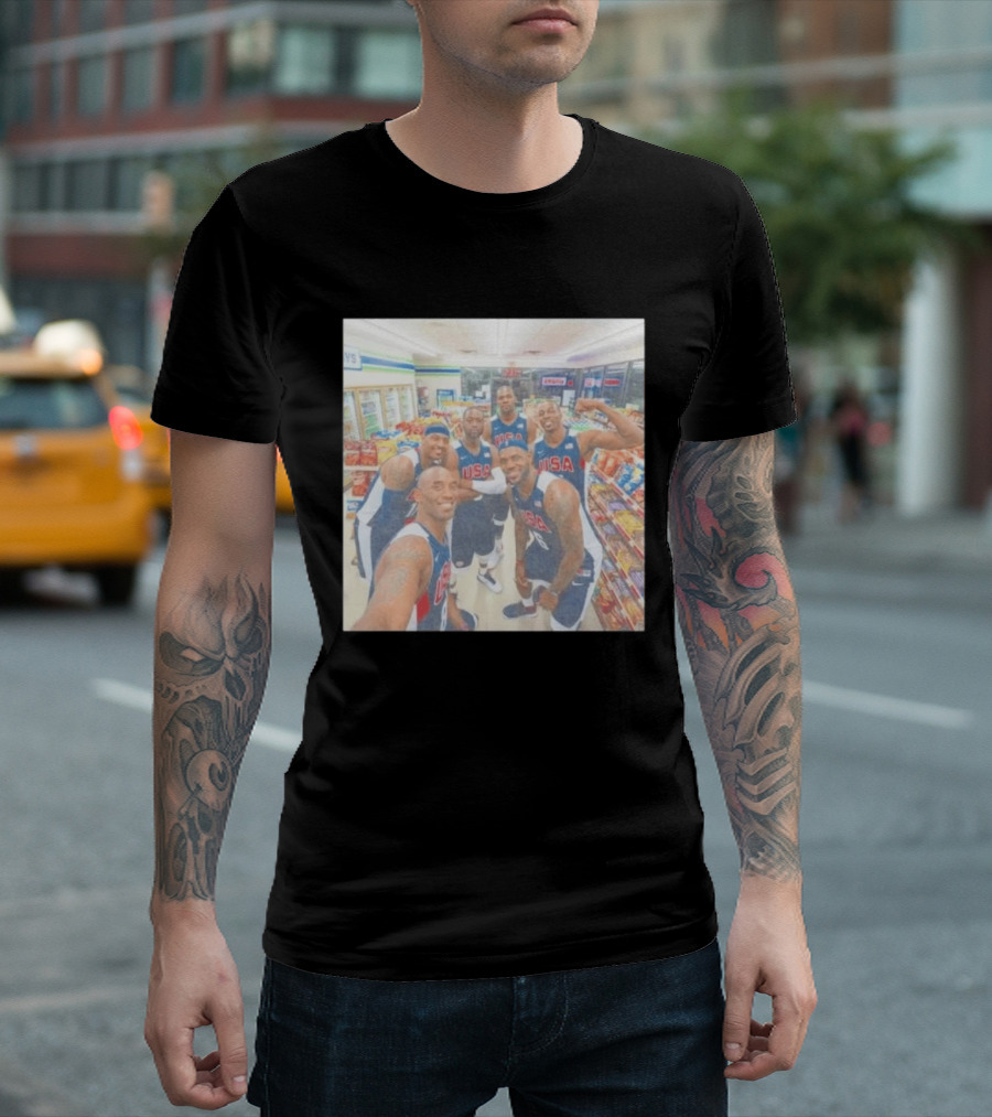 Team USA Basketball Players Selfie Grocery Store Team Spirit T-Shirt