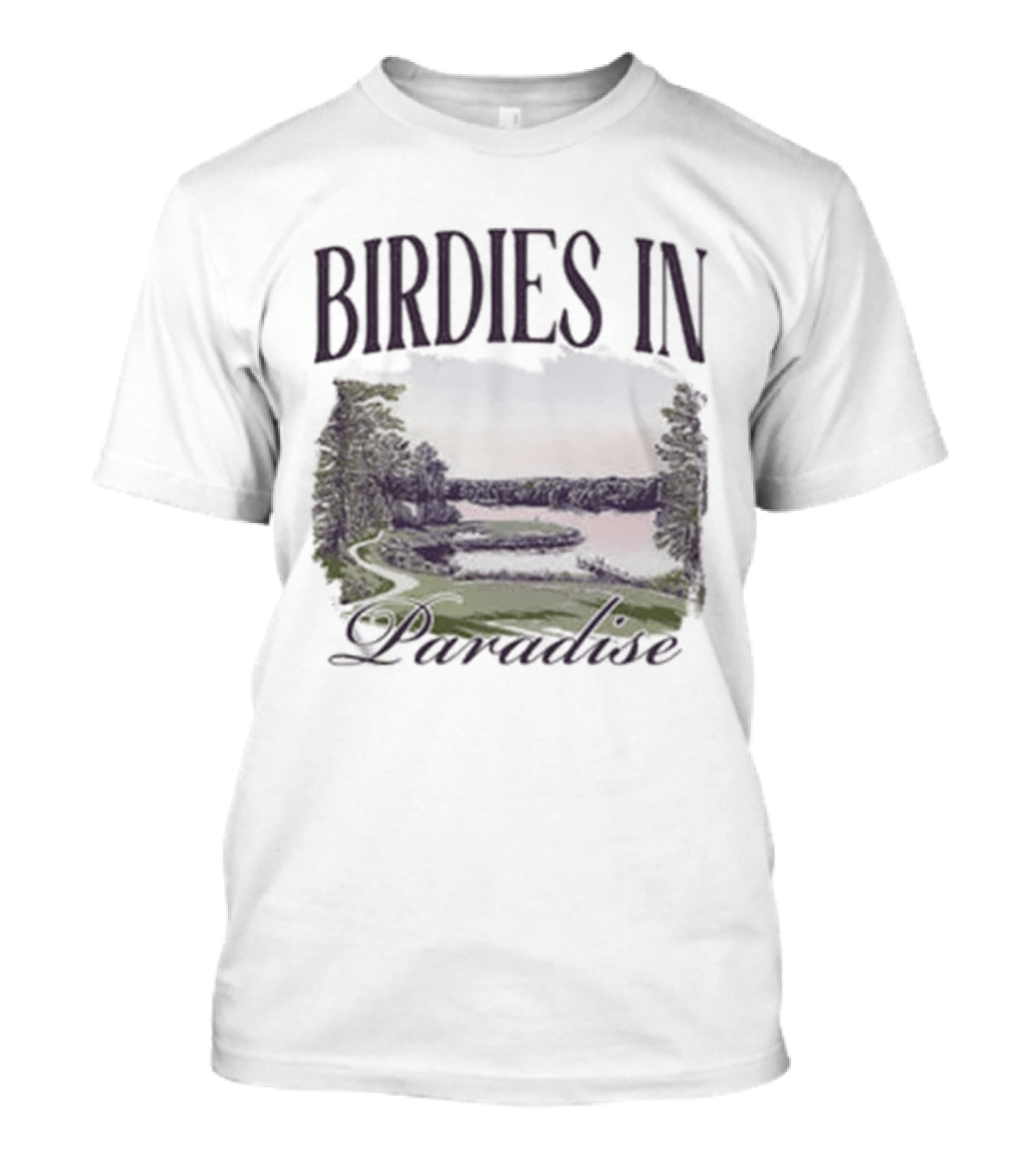 Birdies In Paradise Lake Pocket T-Shirt