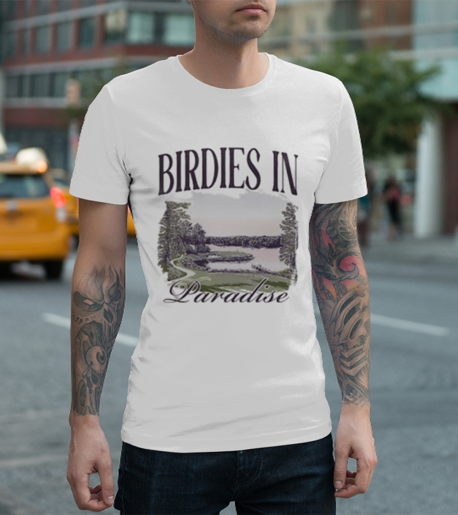 Birdies In Paradise Lake Pocket T-Shirt