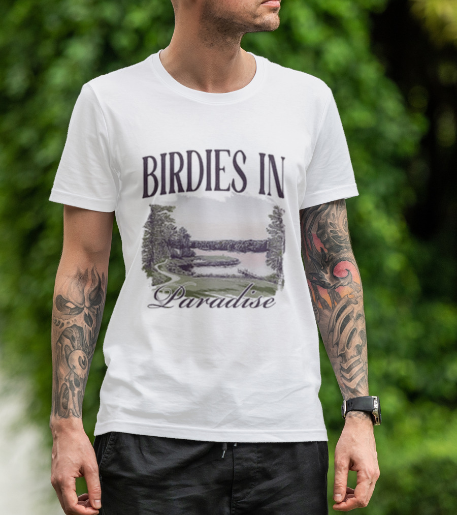 Birdies In Paradise Lake Pocket T-Shirt