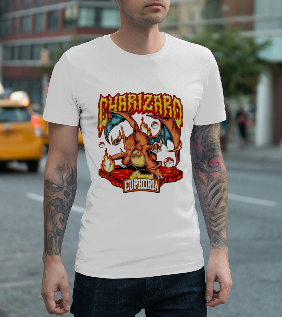 Charizard Flame Dragon Planet Euphoria Iconic Pokémon Battle T-Shirt