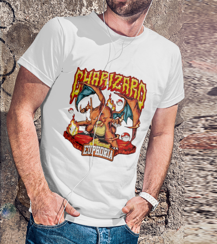 Charizard Flame Dragon Planet Euphoria Iconic Pokémon Battle T-Shirt