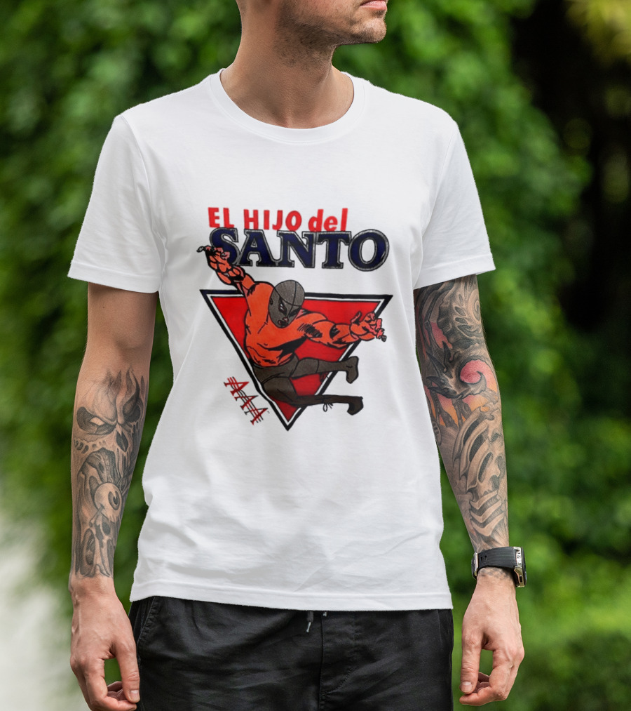 El Hijo Del Santo AAA Lucha Libre Wrestler In Red Triangle T-Shirt