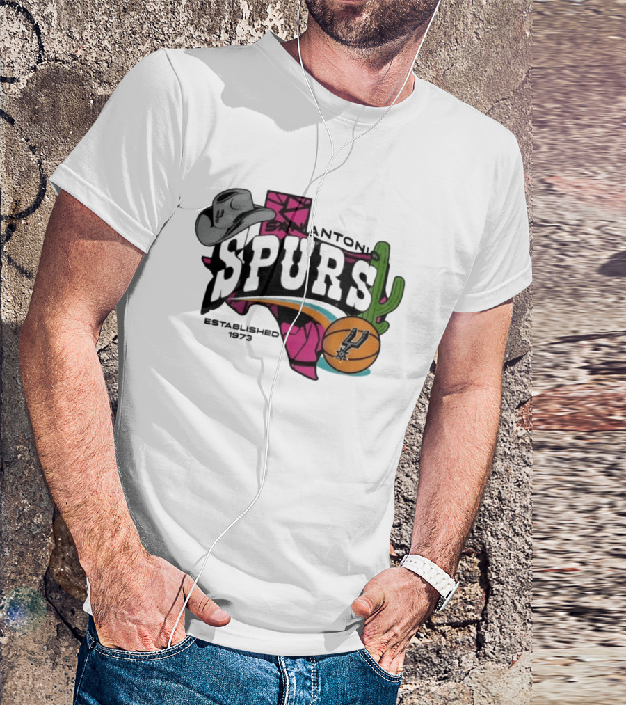 San Antonio Spurs Texas Cowboy Hat Cactus Basketball Established 1973 T-Shirt