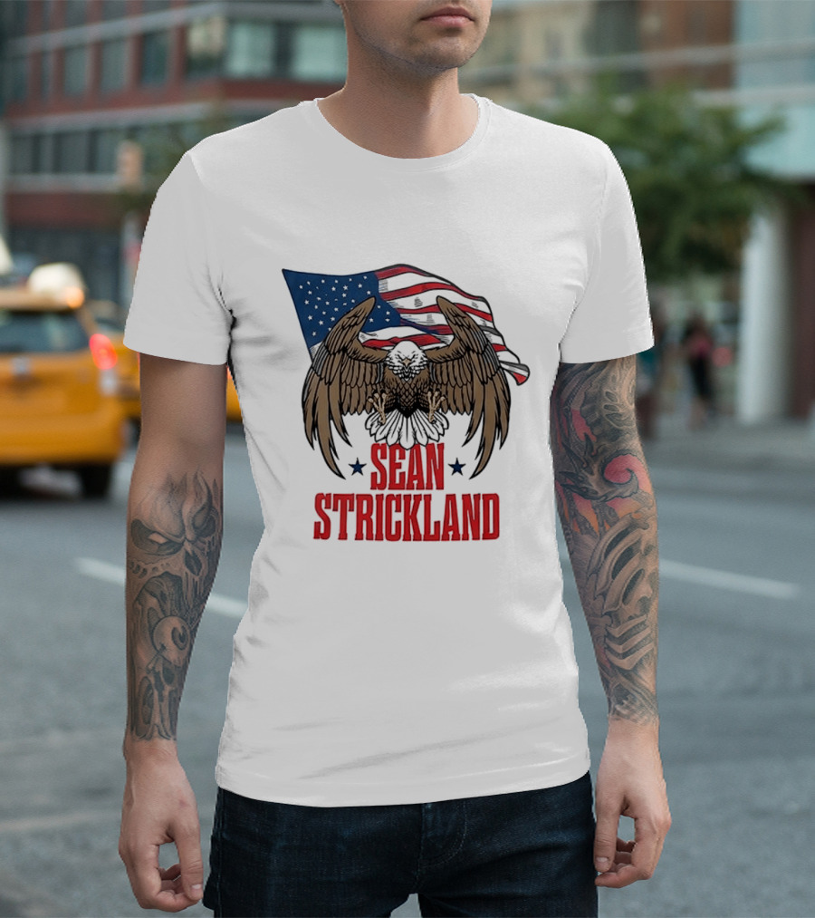 Sean Strickland Eagle With American Flag T-Shirt