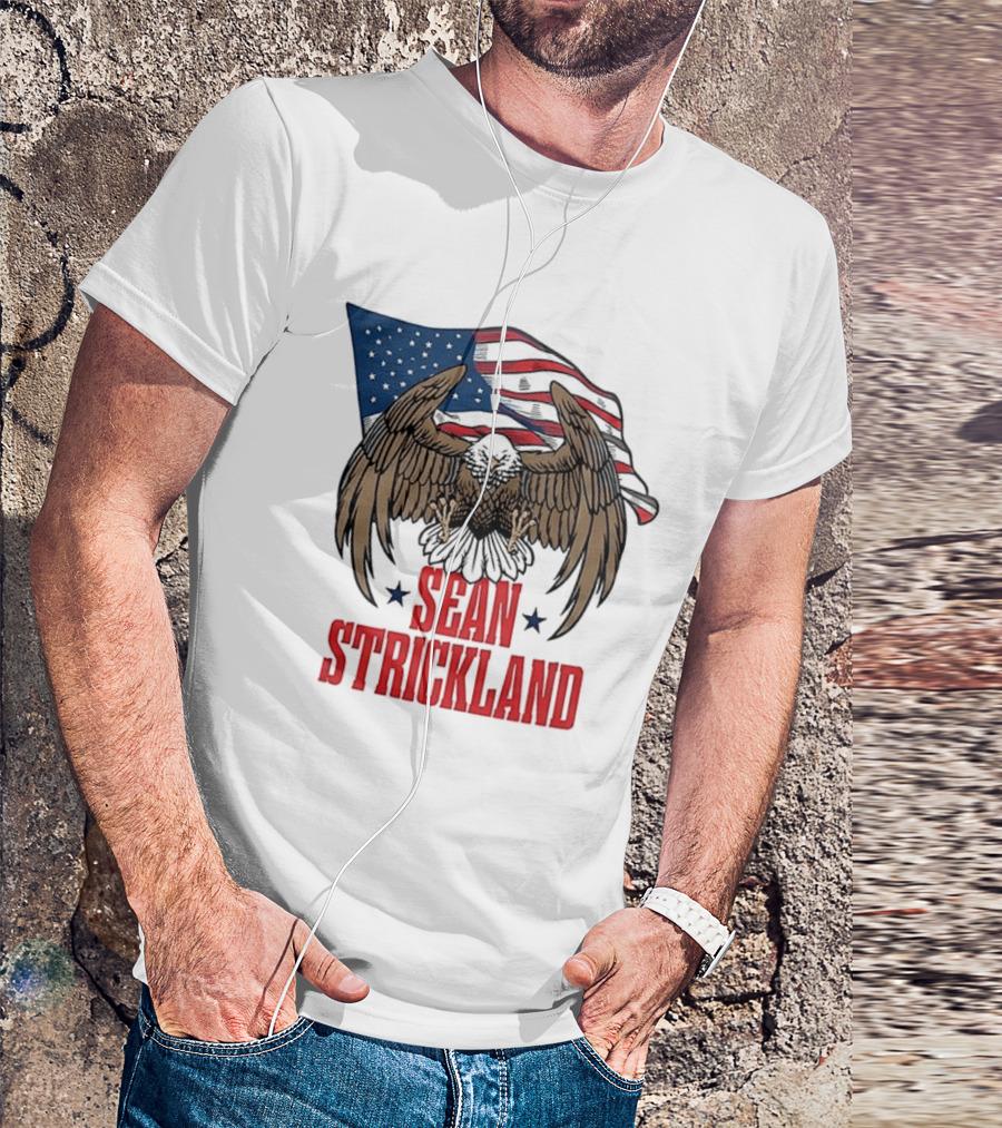 Sean Strickland Eagle With American Flag T-Shirt