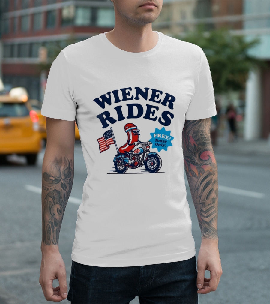 Wiener Rides 4th Of July Sausage Driving Motorbike Free Today Only 250th Anniversary T-Shirt