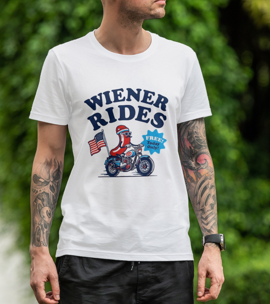 Wiener Rides 4th Of July Sausage Driving Motorbike Free Today Only 250th Anniversary T-Shirt