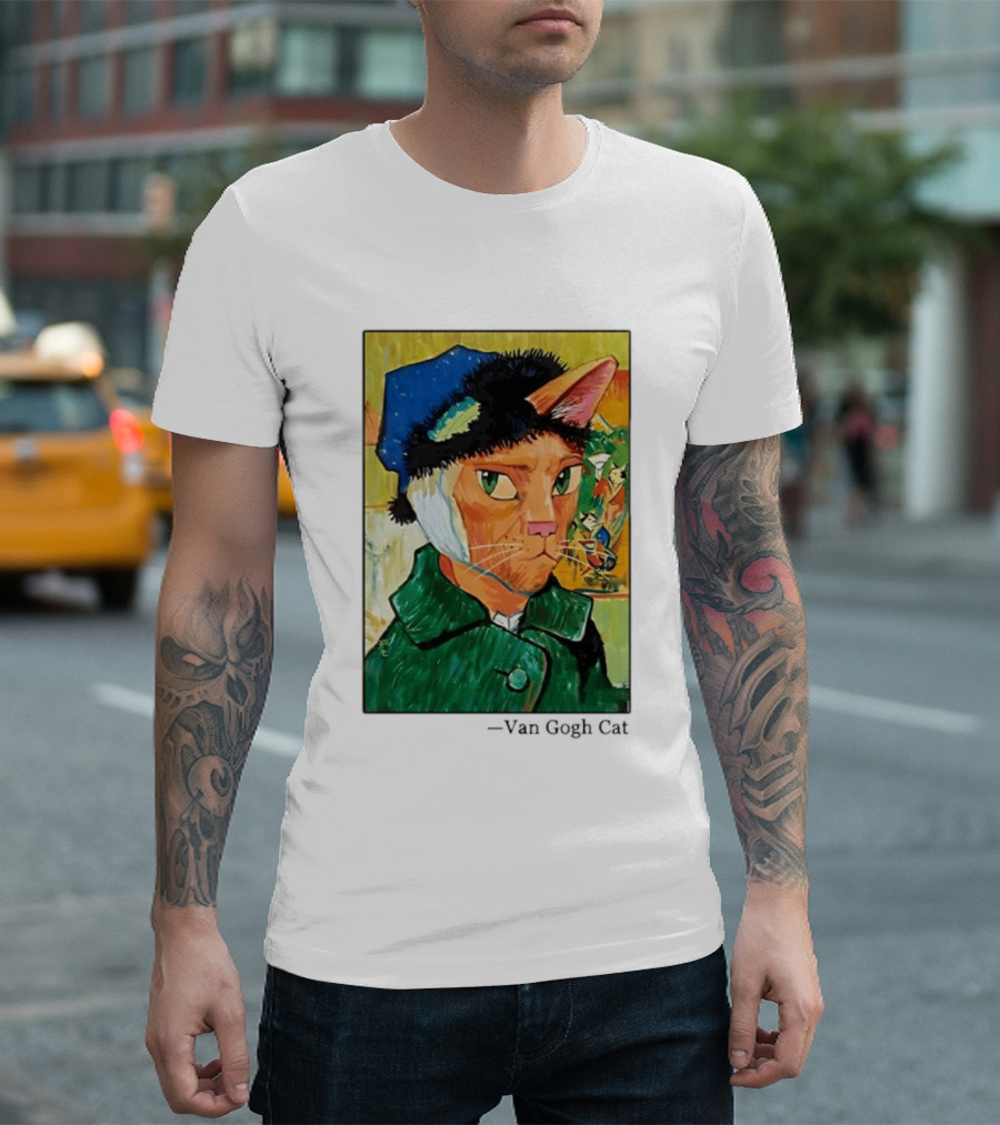 Cat In Van Gogh Style With Bandaged Ear Iconic Painting T-Shirt